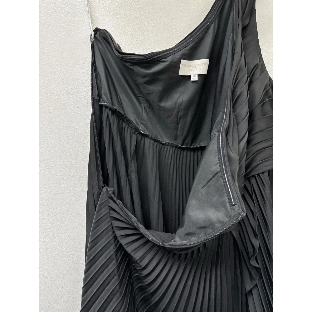 Azazie Christian Siriano A-Line One Shoulder Stretch Satin Dress‎ Black A22